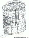 Figure 6 - Internal enclosure. Displacement under general prestressing