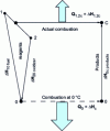 Figure 9 - Diagram of enthalpy evolutions during combustion