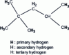 Figure 10 - Types of hydrogen atoms that can be split off in an iso-octane molecule