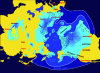 Figure 11 - Maximum extension of the ice cap and summer and winter ice packs at the height of the last glaciation (– 22,000 to – 18,000 years ago) [14]