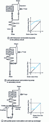 Figure 24 - Arrangement and flow curve in the evaporator of three types of forced-circulation boiler