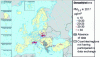 Figure 22 - PM concentrations2.5, in 2017, in Europe (according to [33])