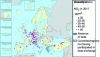 Figure 30 - NO2 concentrations, in 2017, in Europe (according to [33]).