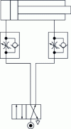 Figure 30 - Wiring diagram for a double-acting cylinder with 2 exhaust flow restrictors