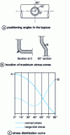 Figure 19 - Stress distribution in a bypass according to angular position