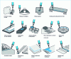 Figure 1 - Numerous applications of adhesives and sealants, in lines or zones with fine-base applications or injectors (source FISNAR, USA).