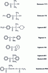 Figure 32 - Typical initiators used in stereo-lithography (1 and 2 photons)