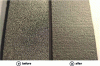 Figure 12 - Ti6Al4V EBM sample before and after sandblasting