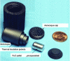 Figure 4 - Radioisotope heater delivering 1 Wth, weighing 40 g, overall dimensions Ø 2.6 x H 3.2 cm