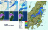 Figure 9 - Meteorological events (left) responsible for most of the deposited surface activity of caesium 134 and 137 (right) resulting from the Fukushima accident (from [8]).