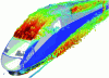 Figure 30 - Visualization of pressure fluctuations using the LBM method for a TGV locomotive travelling at 300 km/h