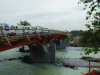 Figure 5 - Crest bridge. Eco-certified wooden bridge. Note the impact of the piers on water flow.