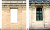 Figure 11 - Comparison between an orthophotograph and a distorted photograph – South wing, Château de Chambord (VALMOD project, Université d'Orléans)