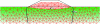 Figure 39 - Two-dimensional deformation of the entire soft clay mass, settling of the clay surface, lateral displacement at the foot of the slope.