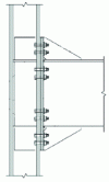 Figure 27 - Assembled using stiffened end plates welded to the beam and bolted to the column flange using 8 rows of bolts (in accordance with FEMA 350).