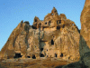 Figure 6 - Volcanic tuff cliff with troglodytes, Göreme (Cappadocia, Turkey) (photo J.-M. Bardintzeff)