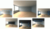 Figure 26 - Illustration of different visual impressions generated by the brightness of walls in a given room (Daylight Visualizer simulations).