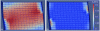 Figure 21 - GLRC_HEGIS model, crack opening values for two crack families with different orientations ((a),(b)). T5 sail, cyclic horizontal loading applied to top of wall