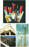 Figure 5 - Different pultruded composite geometries and examples of structural applications