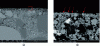 Figure 4 - SEM images (secondary electrons) showing the increase in porosity under the extreme surface of a concrete subjected to weathering for six months.