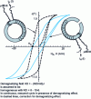 Figure 2 - Effect of the demagnetizing field on the hysteresis cycle of an Fe-Si sample