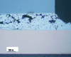 Figure 6 - Cracking of the solder joint between the chip (top layer) and the substrate metallization (bottom) (doc. University of Nottingham)