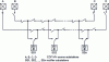 Figure 6 - Principle of tramway power supply using a two-cable, double-branch feeder