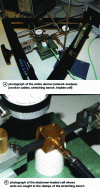 Figure 27 - Photographs of the test set-up used to determine variations in the EM properties of materials under the action of mechanical stress (stretching).