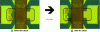 Figure 37 - Image of an AlGaN/GaN transistor with a gate length of 0.25 µm and two 50 µm gate fingers, before and after input stress.