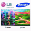 Figure 34 - Images of LG's future 55 in WOLED (White OLED ) TV set (a ) and Samsung's future OLED TV set, also 55 in (1.40 m diagonal) (b ), TV sets exhibited in January 2012 at CES in Las Vegas.