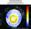 Figure 36 - NOAA POES satellite image of the aurora borealis statistical oval (courtesy of the Space Weather Prediction Center) [19] (image continuously updated and posted on the website https ://spaceweather.com/ by NOAA) (National Oceanic and Atmospheric Administration)