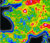 Figure 41 - Light pollution map of France (credit: F. Falchi (University of Padova), C. D. Elvidge (NOAA National Geophysical Data Center, Boulder)) (copyright Royal Astronomical Society) (reproduced by Monthly Notices of the RAS with permission from Blackwell Science) [11]