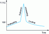 Figure 26 - Time-temperature diagram in a cooker-extruder