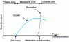 Figure 5 - Representation of nucleation and crystal growth kinetics as a function of supersaturation factor [1].