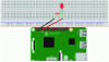 Figure 3 - Connecting an LED to a Raspberry on a prototyping board