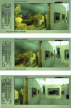 Figure 14 - Three views of the same room at the Musée d'Orsay displayed with QTVR. The perspectives are calculated according to the direction of gaze, based on a general image of the room.