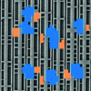 Figure 9 - Marking of areas sensitive to laser injection and coloring of the effect: blue for "0" bonding and orange for "1" bonding [5].