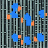 Figure 10 - Marking of areas sensitive to laser injection and coloring of the effect: blue for bonding at "0" and orange for bonding at "1" [5].