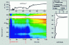 Figure 21 - Intensity map of the evolution of the Raman spectrum of fuel under irradiation