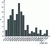 Figure 3 - Length distribution of oxidized multiwall CNTs