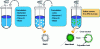 Figure 4 - Principle of core-shell particle synthesis in an aqueous dispersion medium, with monomer A for core preparation and monomer C (aniline and/or anilinium salt).