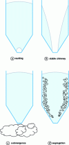 Figure 5 - Examples
of problems associated with silo flow