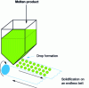 Figure 33 - Pastillage principle: drops are deposited and solidify on a cooled endless belt