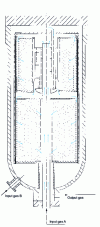 Figure 13 - Radial flow reactor with heat exchanger. Haldor Topsoe technology