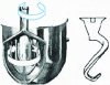 Figure 3 - Hobart planetary mixer with flat beater (left) or hook (right) propeller.