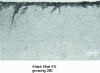 Figure 43 - Internal oxidation (black edge on surface) against a background of martensite and residual austenite