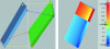 Figure 20 - 3D view of specimens before and after processing, with geometric deviation highlighted by a color scale.