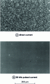 Figure 22 - Optical micrographs of the surface of a silica coating on glass
