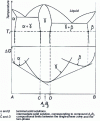 Figure 8 - Dissolution free enthalpies in the A-B phase diagram at temperature T1