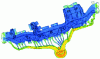 Figure 48 - Heat map of the final stages of filling a die-cast automotive midfoot (Procast software, Courtesy Alcan).